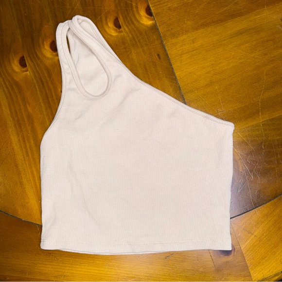 Zara Cream One-Shoulder Ribbed Tank Top - Picture 4 of 6